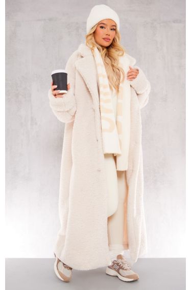 Oversized Faux Fur Detail Coat