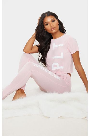 Prettylittlething Pink Striped Short Pj Set