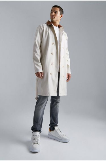 Double Breasted Colourblock Trench Coat - camel
