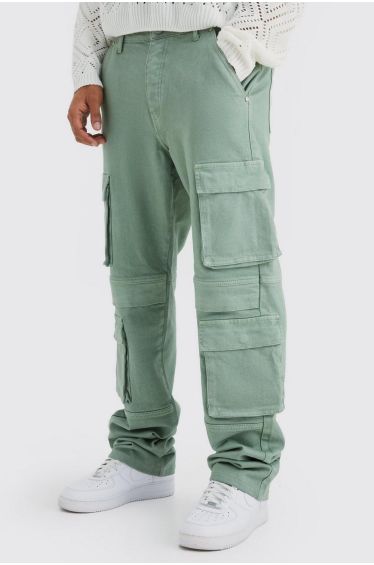 Straight Leg Multi Zip Ripstop Cargo Trouser With Woven Tab
