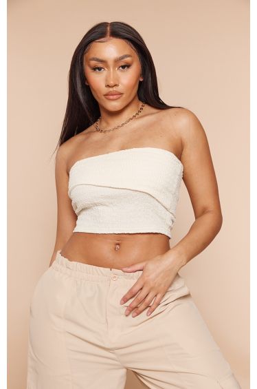 White Faux Leather Folded Over Crop Top