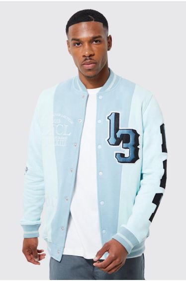 Nfl Oversized Melton Multi Badge Bomber Jacket