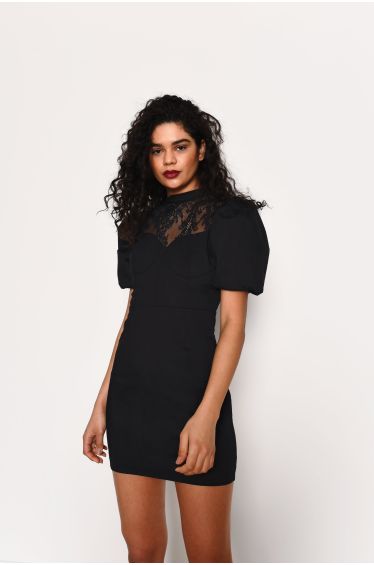 Shape Black Rib Short Sleeve Ruched Side Bodycon Dress