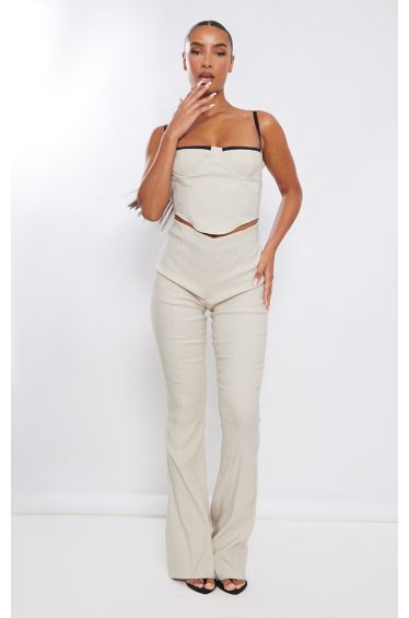 White Woven V Bar Ruched Detail Strappy Jumpsuit