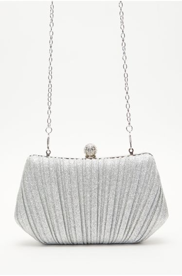 Glamorous Deal: Enjoy 5% Off the QUIZ Silver Glitter Satin Pleated Box Bag!