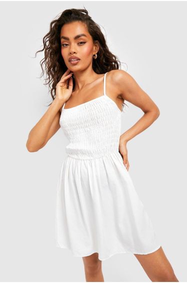White Backless Strappy Detail Cami Dress