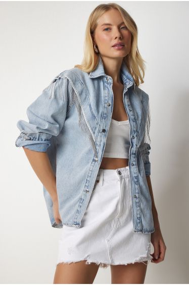 Tall Acid Blue Wash Denim Jacket High Bodysuit