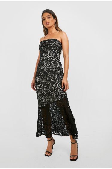 Bandeau Sheer Woven Maxi Dress