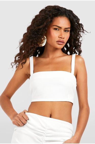 Spaghetti Strap Slinky Asymmetric Crop Top