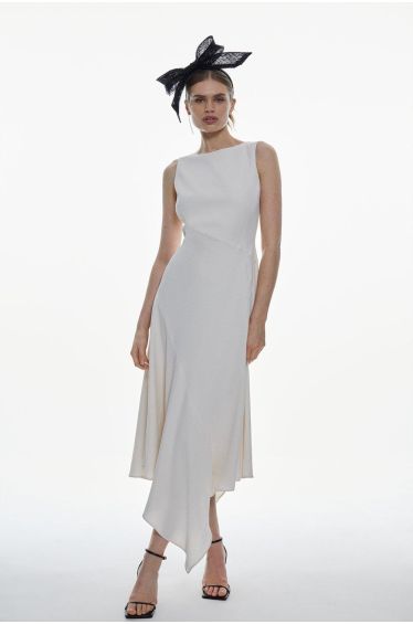 Satin Back Crepe Column Woven Midaxi Dress