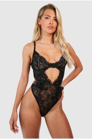 Black Heart Embroidered Lace Body