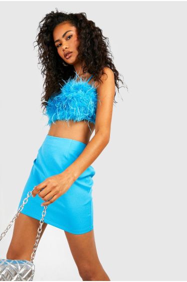 Sky Blue Structured Contour Rib Mini Skirt