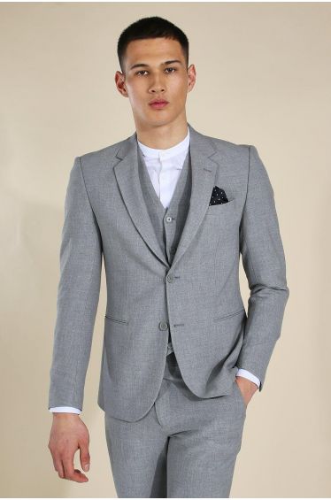 Skinny Grey Single Breasted Jacket - grey